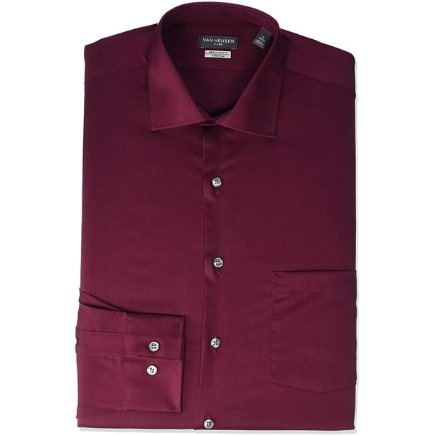 Van Heusen Mens Dress Shirt Regular Fit Flex Collar Stretch Solid 